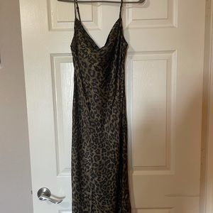 ZARA leopard slip dress with cowl neck